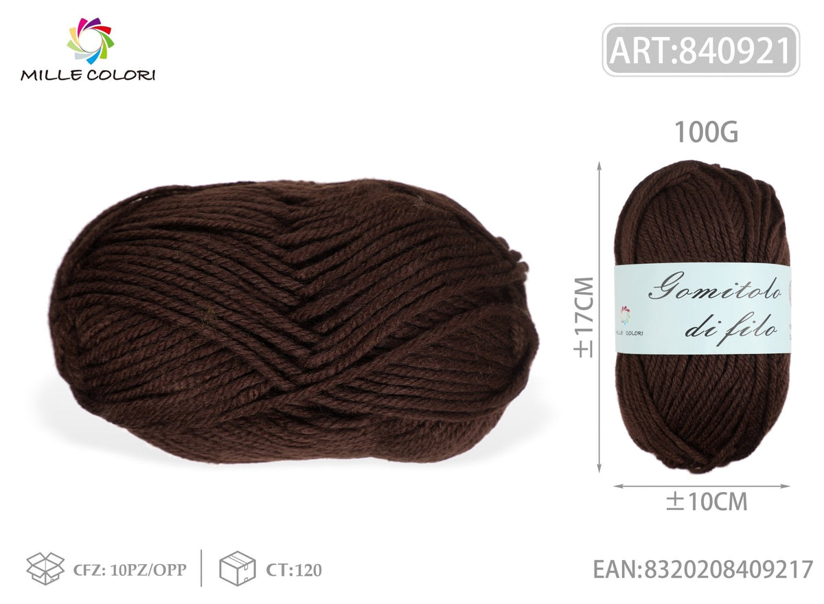 Marrone Scuro – Gomitolo di Filo Fine 100 g – Tutti i Colori – Immagine 2 di 2