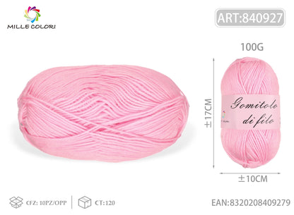 Rosa – Gomitolo di Filo Fine 100 g – Tutti i Colori – Immagine 1 di 2