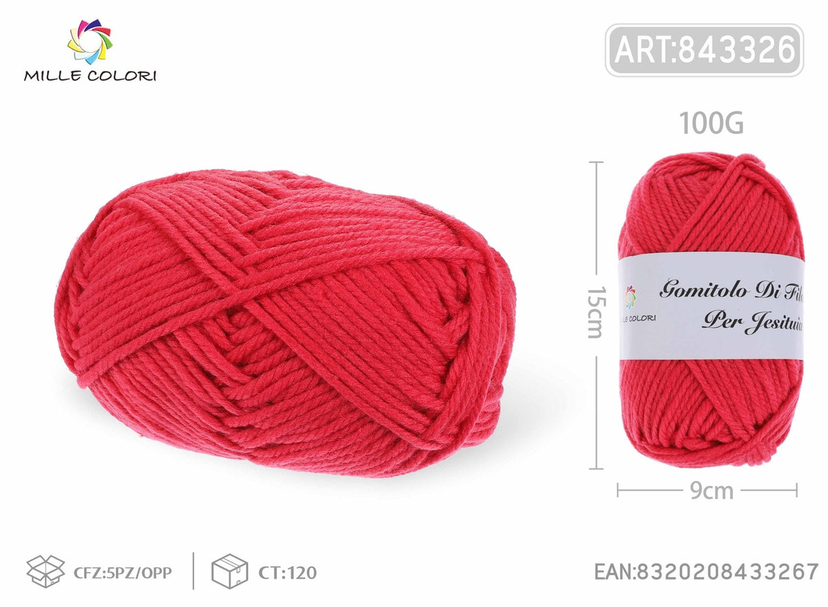 Rosso Vivo – Gomitolo di Filo Fine 100 g – Tutti i Colori – Immagine 2 di 2
