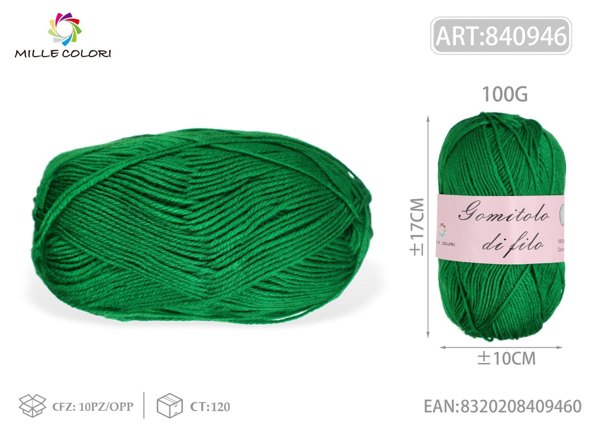 Verde Bosco – Gomitolo di Filo Grosso 100 g – Tutti i Colori – Immagine 2 di 2
