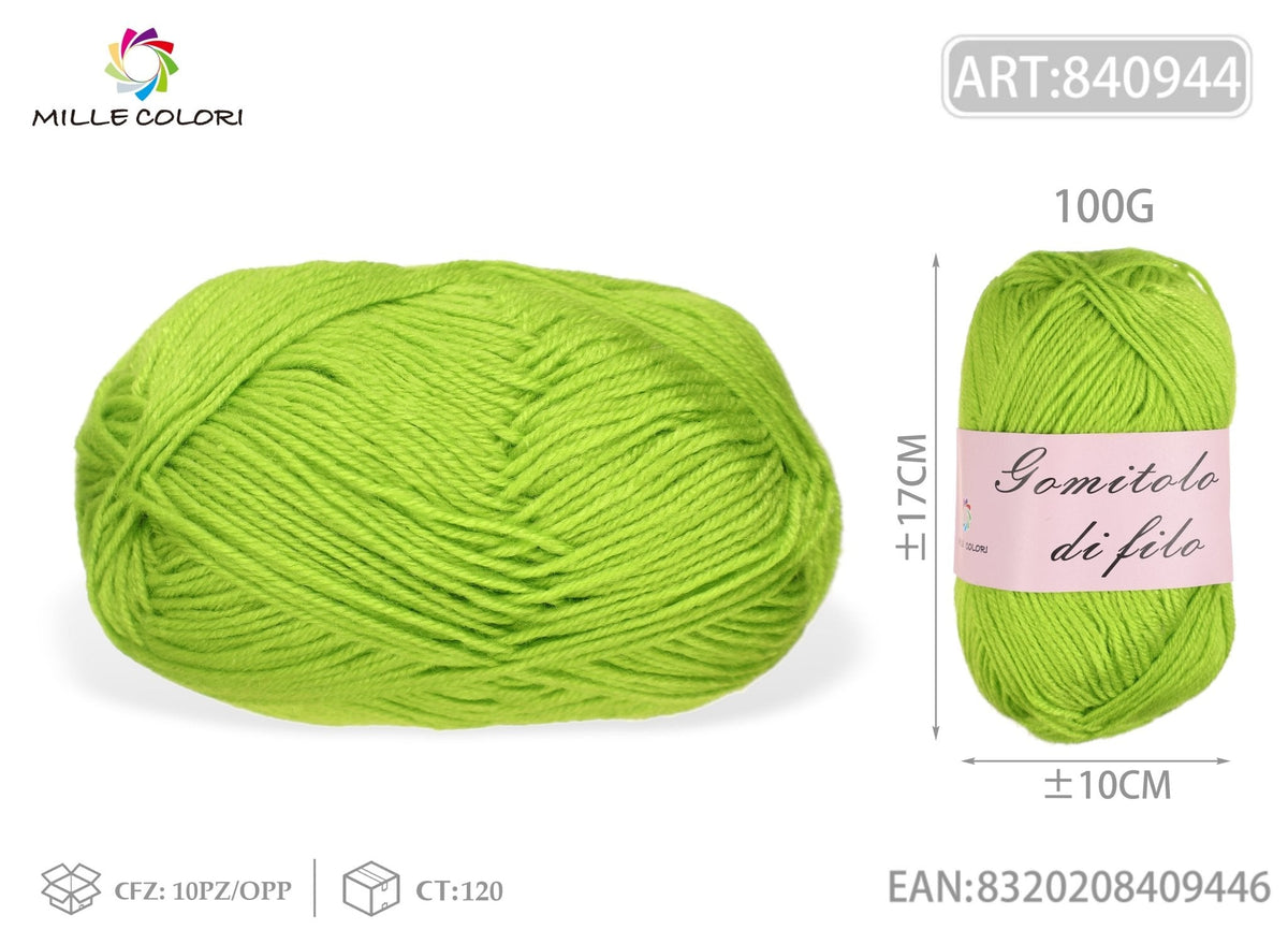 Verde Fluorescente – Gomitolo di Filo Grosso 100 g – Tutti i Colori – Immagine 2 di 2