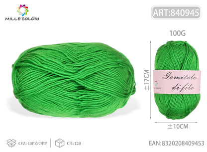 Verde Mela – Gomitolo di Filo Fine 100 g – Tutti i Colori – Immagine 1 di 2