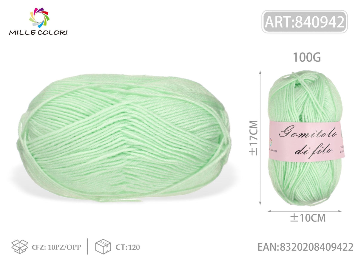 Verde Menta – Gomitolo di Filo Grosso 100 g – Tutti i Colori – Immagine 2 di 2