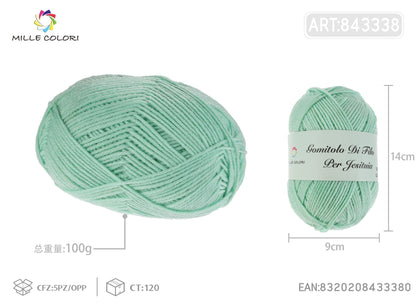 Verde Pastello – Gomitolo di Filo Fine 100 g – Tutti i Colori – Immagine 1 di 2