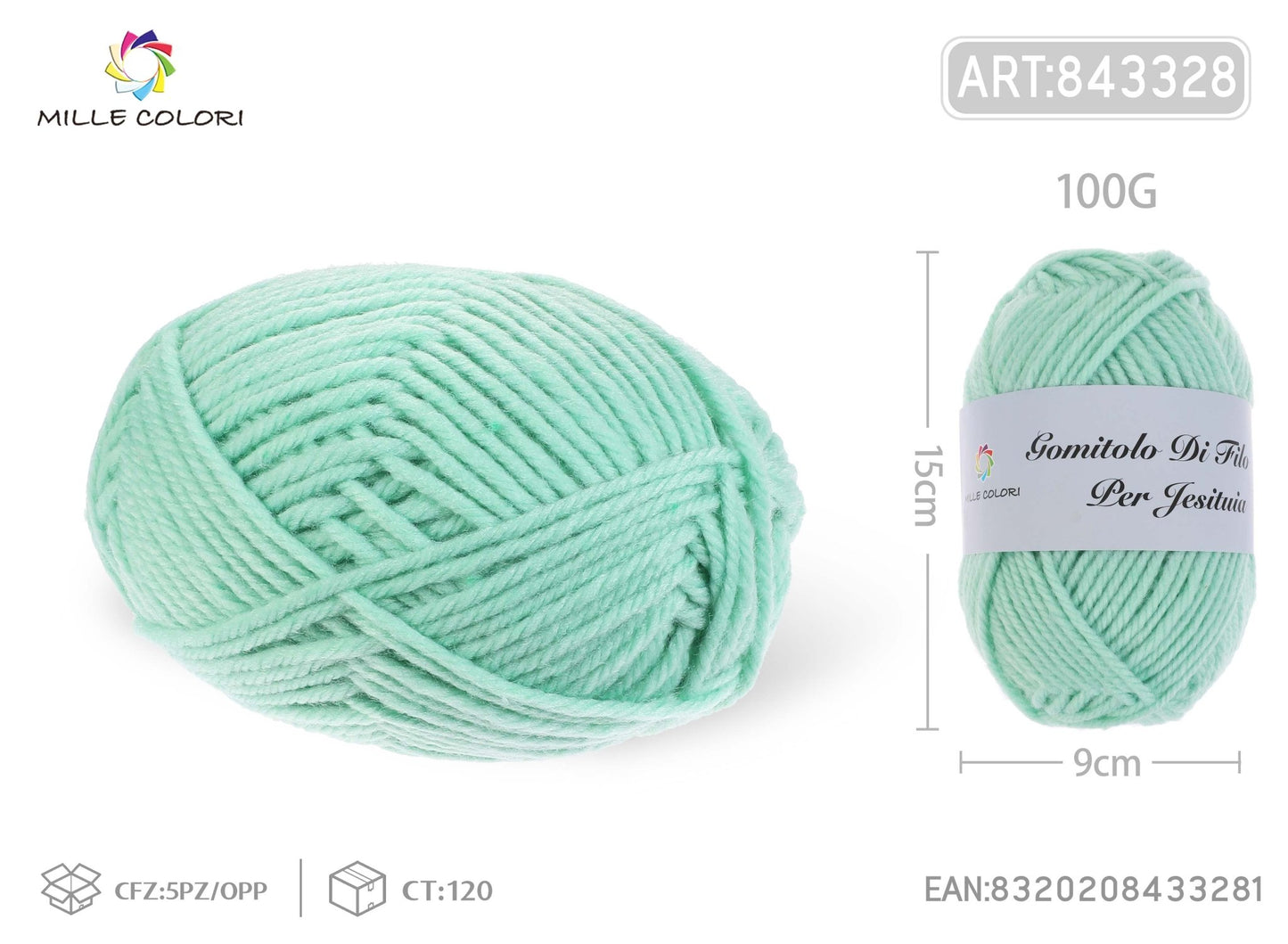 GOMITOLO DI FILO 100G Verde Pastello - WE MAKE DIY - MILLE COLORI