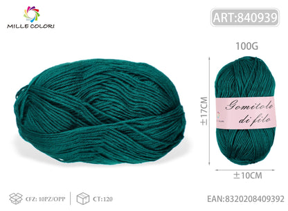 Verde Petrolio – Gomitolo di Filo Fine 100 g – Tutti i Colori – Immagine 1 di 2
