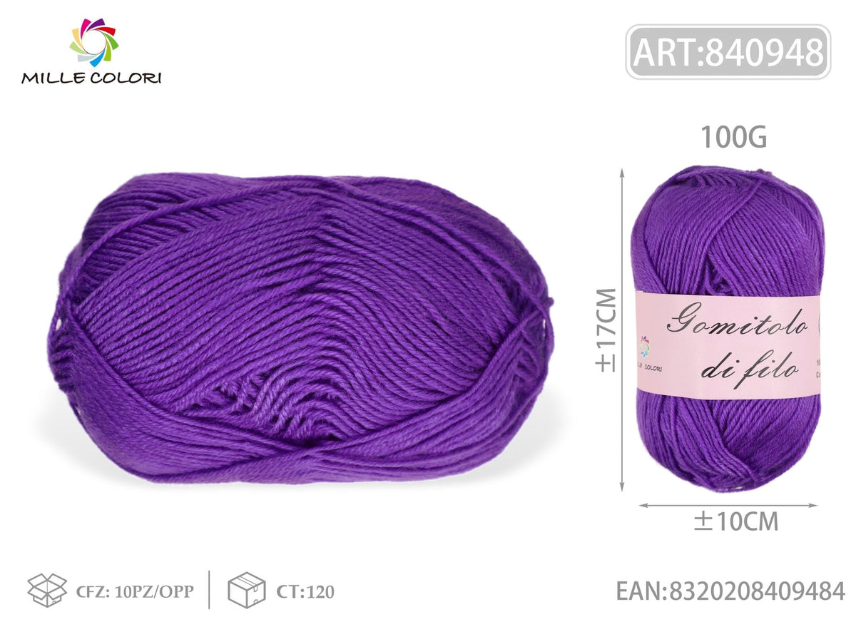 Viola – Gomitolo di Filo Grosso 100 g – Tutti i Colori – Immagine 2 di 2