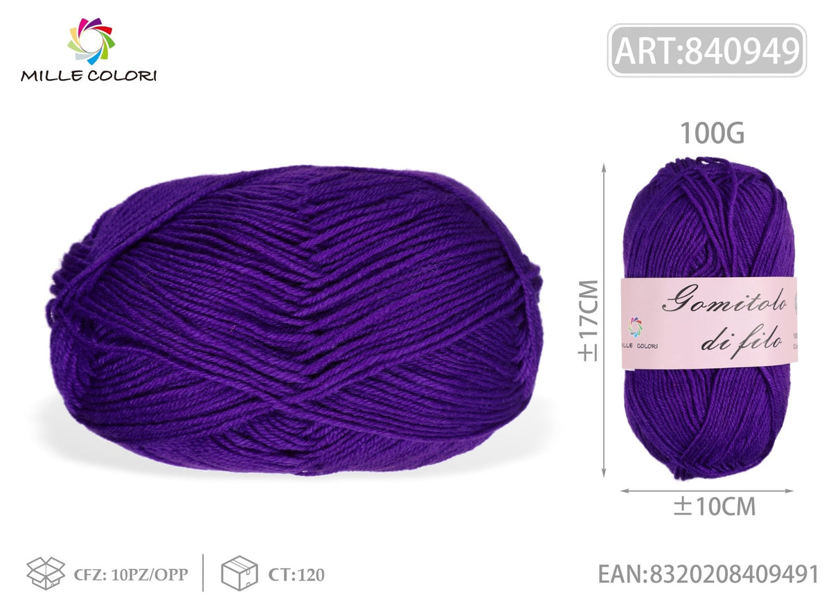 Viola Intenso – Gomitolo di Filo Grosso 100 g – Tutti i Colori – Immagine 2 di 2