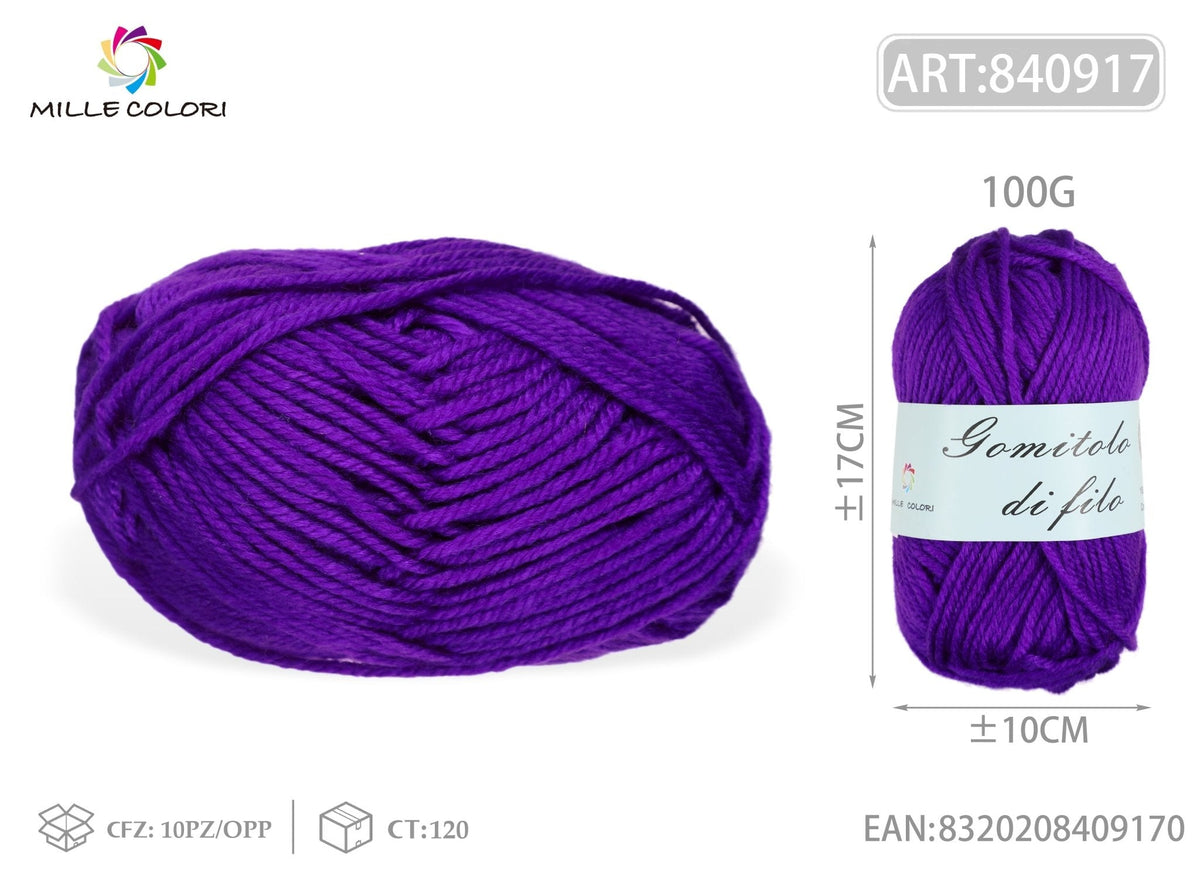 Viola Intenso – Gomitolo di Filo Fine 100 g – Tutti i Colori – Immagine 2 di 2