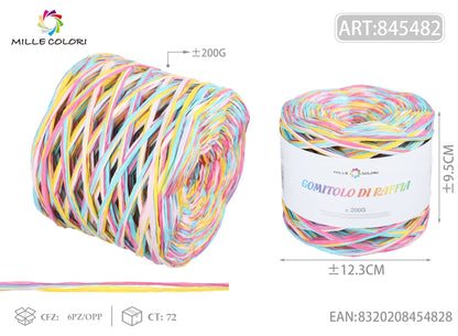 Col.01 – Gomitolo di Rafia Colorata 200 g – Tutti i Colori – Immagine 1 di 2