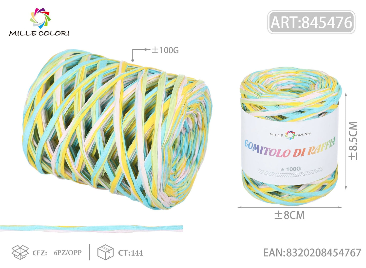 GOMITOLO DI RAFFIA COLORATA COL.03 MILLE COLORI - WE MAKE DIY - MILLE COLORI