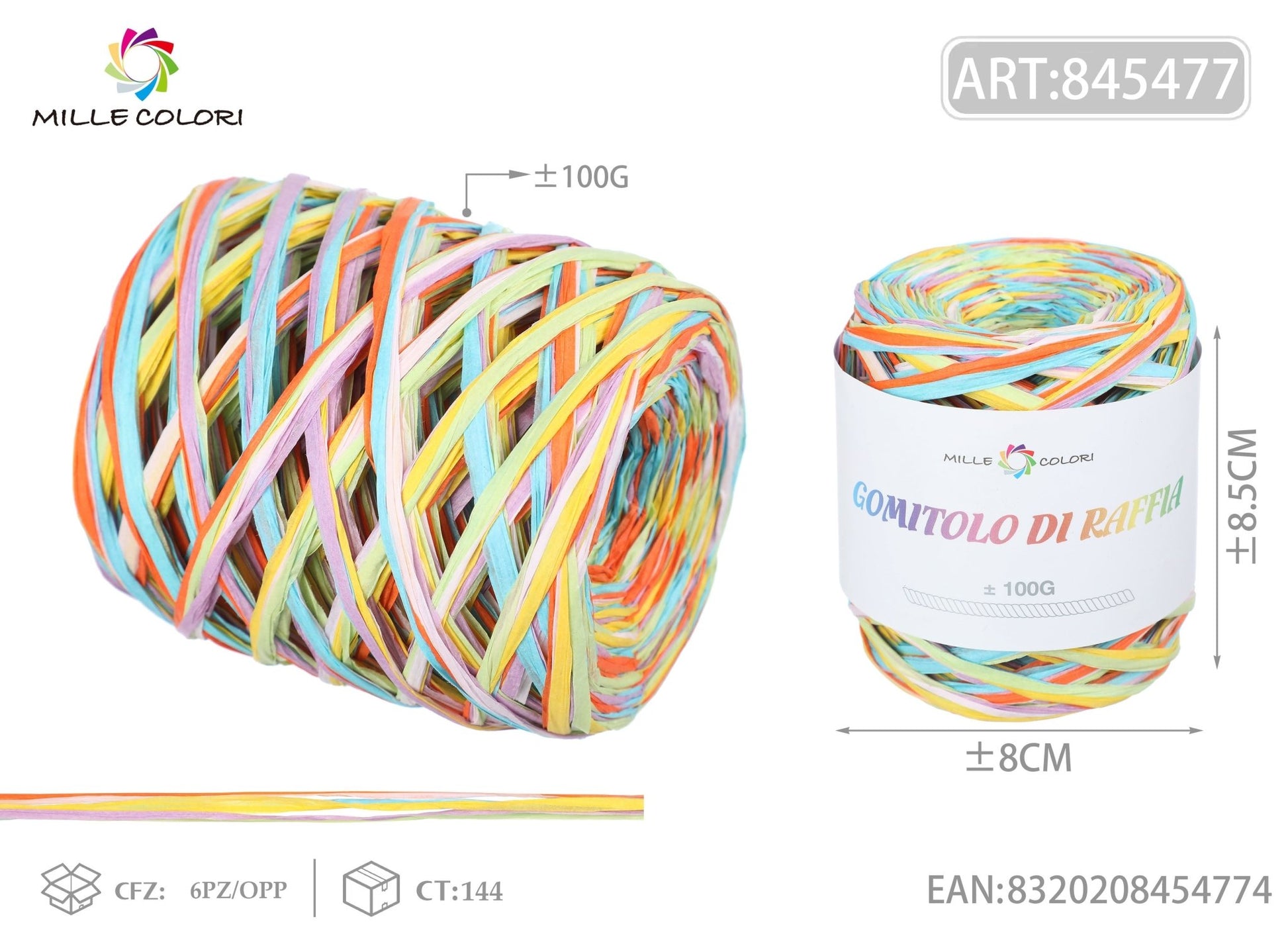 GOMITOLO DI RAFFIA COLORATA COL.04 MILLE COLORI - WE MAKE DIY - MILLE COLORI