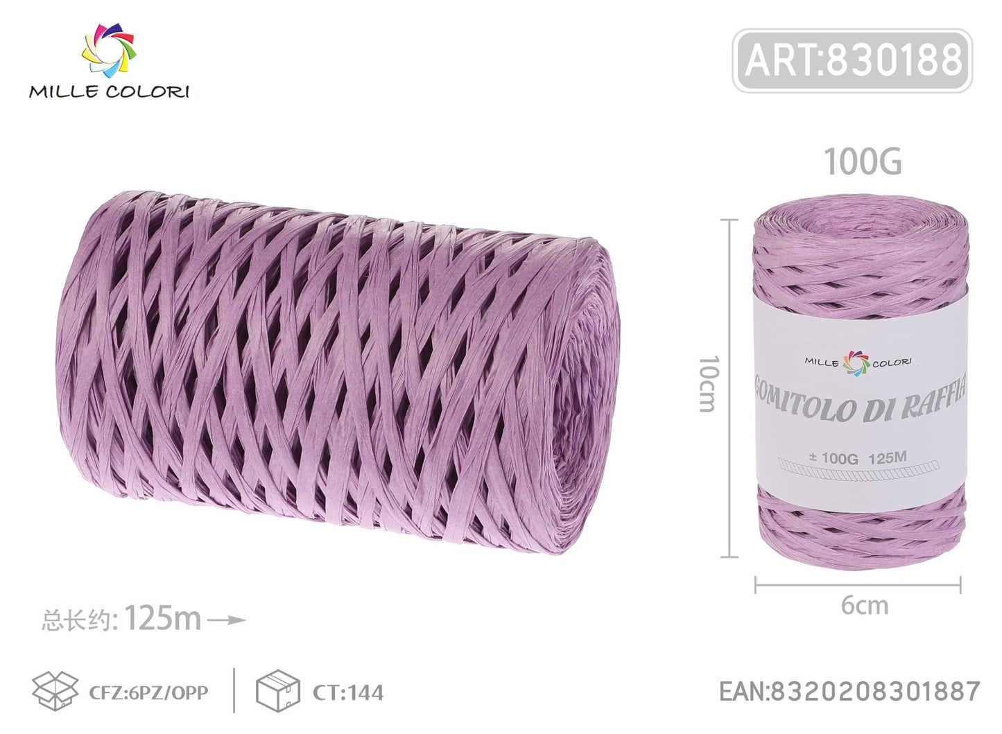 Gomitolo di rafia 100g 125m lilla - WE MAKE DIY - MILLE COLORI