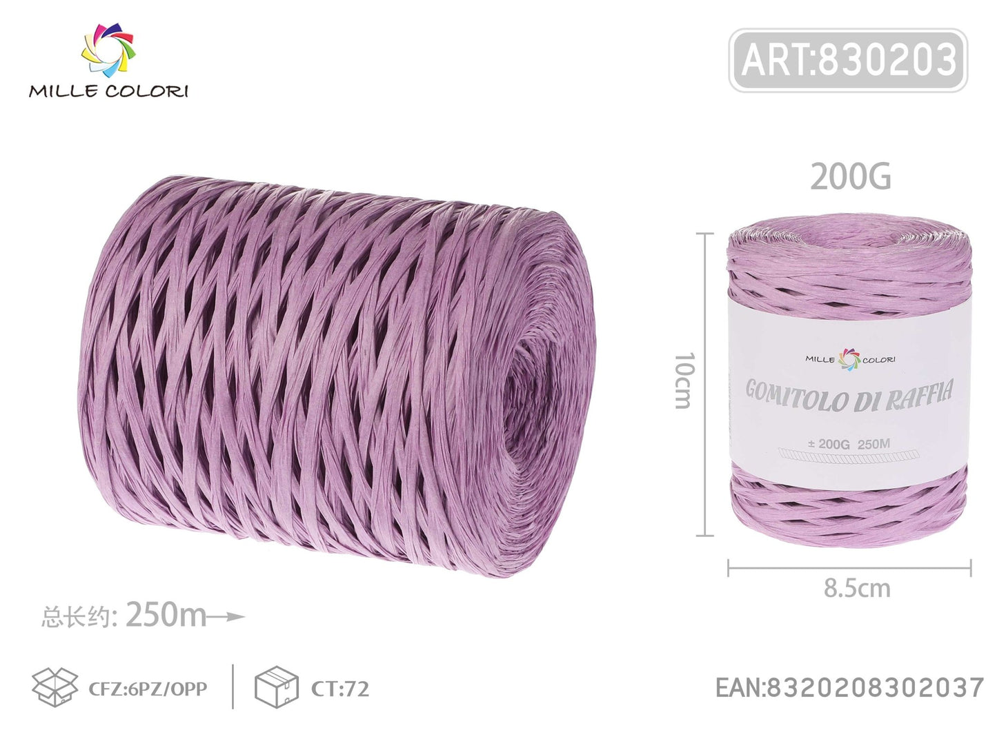 Gomitolo di rafia 200g 250m lilla - WE MAKE DIY - MILLE COLORI