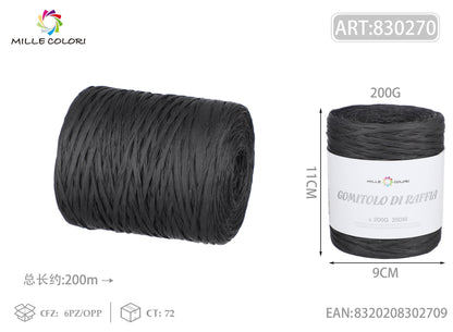 nero – Gomitolo di Rafia 200 g/250 m – Tutti i Colori – Immagine 1 di 1