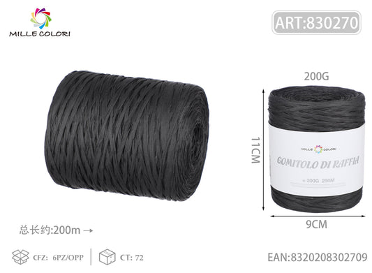 Gomitolo di rafia 200g 250m nero - WE MAKE DIY - MILLE COLORI