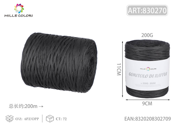 Gomitolo di rafia 200g 250m nero - WE MAKE DIY - MILLE COLORI