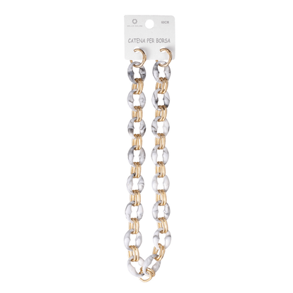 Catena Acrilica Maglie Tonde Oro 60 cm - BIANCO MARMORIZZATO