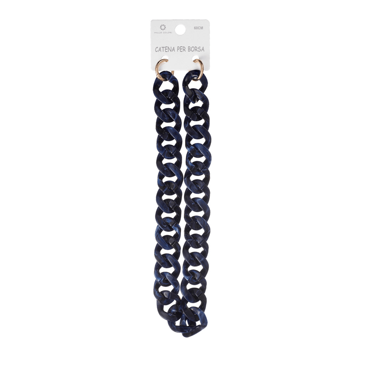 Catena Resina Acrilica Anelli Dorati 60 cm - BLU MARMORIZZATO