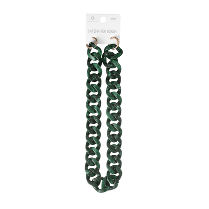Catena Resina Acrilica Anelli Dorati 60 cm - VERDE MARMORIZZATO
