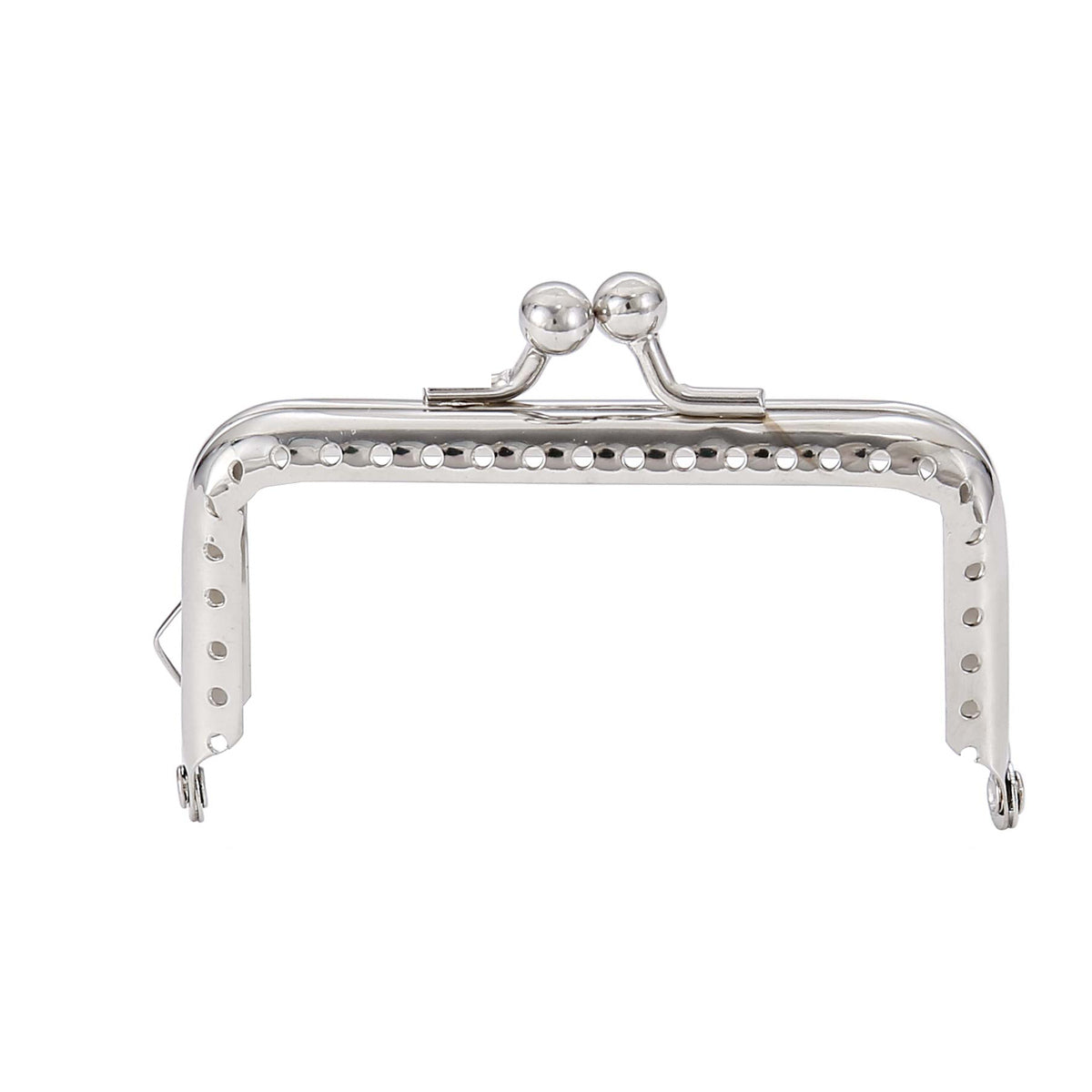 Chiusura clic clac rettangolare 8,5 cm puntinata con sfere argento
