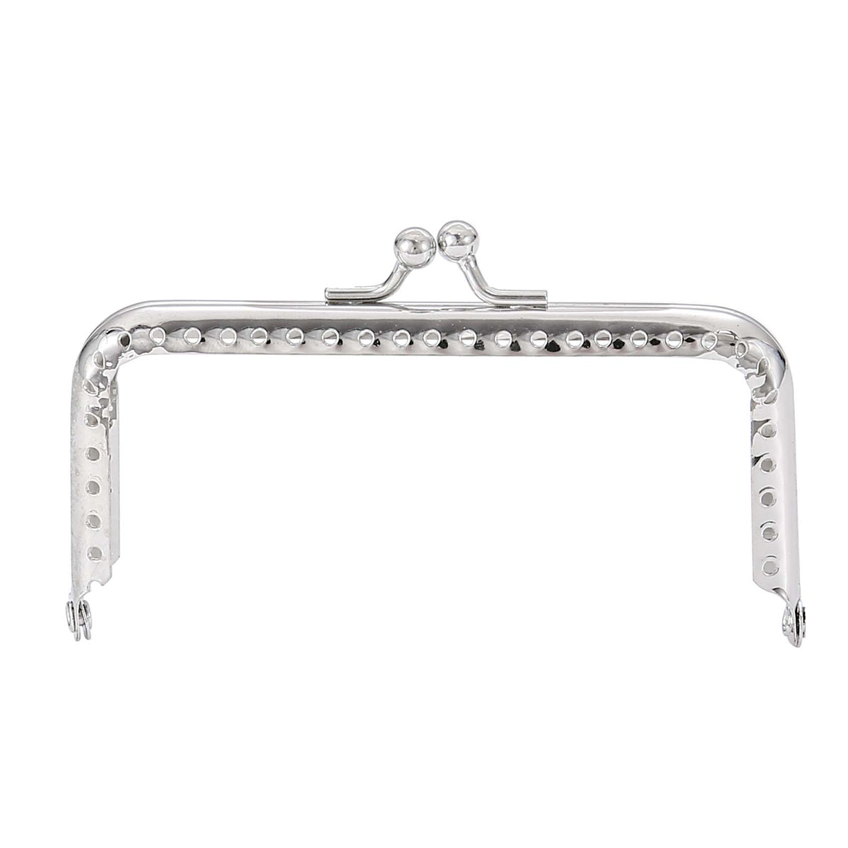 Chiusura clic clac rettangolare 10,5 cm puntinata con sfere argento