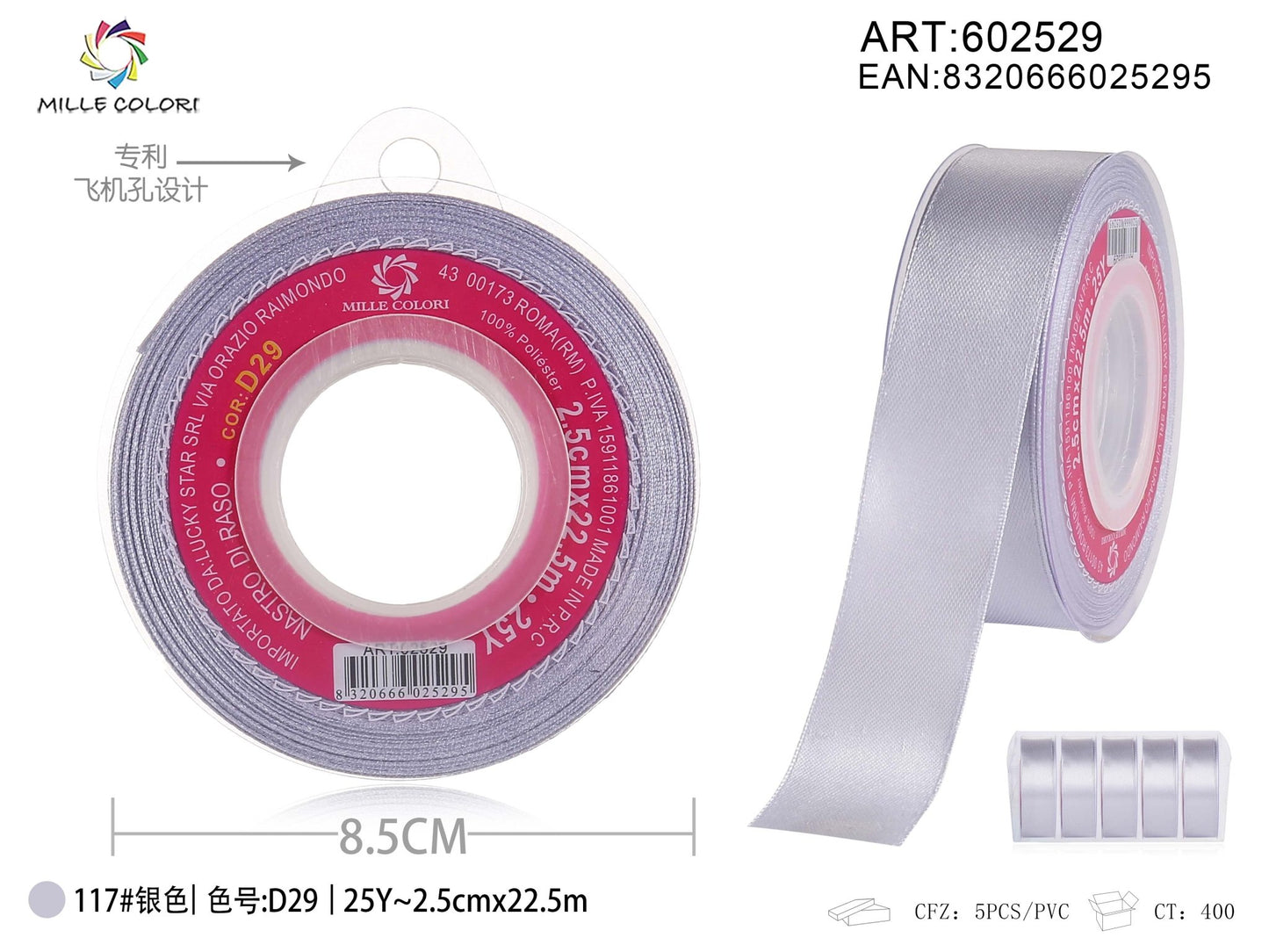 Nastro di Raso Argento Elegante per Matrimonio e Packaging Lusso | Mille Colori - WE MAKE DIY - MILLE COLORI