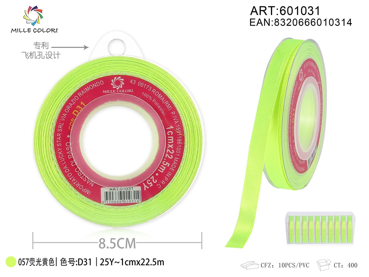 Giallo Fluorescente – Nastro di Raso – Colori e Misure – Immagine 2 di 5