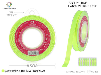 Giallo Fluorescente – Nastro di Raso – Colori e Misure – Immagine 2 di 5