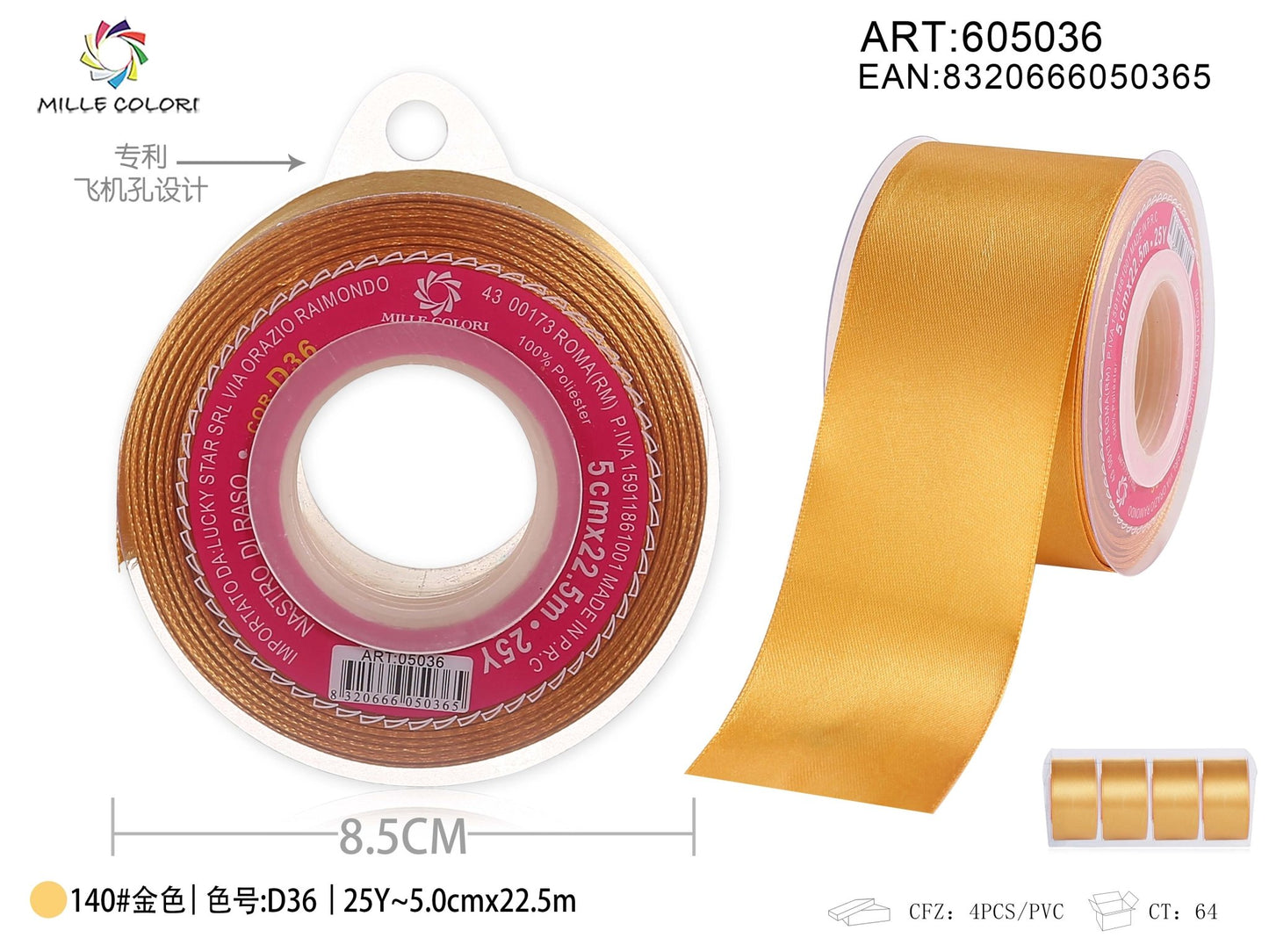 Nastro di Raso Oro Antico Elegante per Bomboniere e Regali Luxury | Mille Colori - WE MAKE DIY - MILLE COLORI