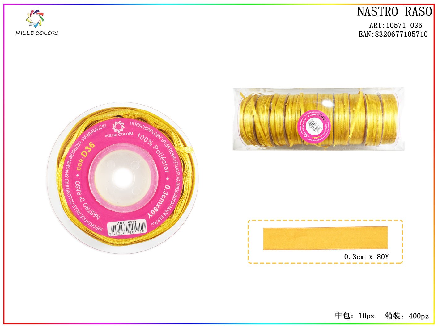 Nastro di Raso Oro Antico Elegante per Bomboniere e Regali Luxury | Mille Colori - WE MAKE DIY - MILLE COLORI