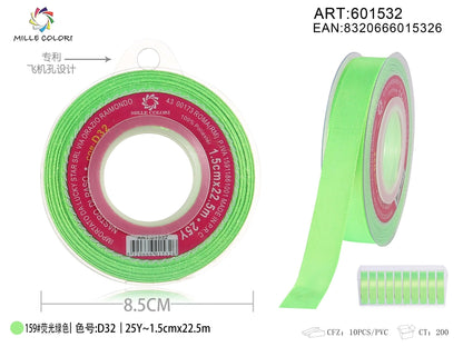 Verde Fluorescente – Nastro di Raso – Colori e Misure – Immagine 4 di 5