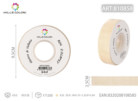 NASTRO IN VELLUTO - BEIGE 25MM- WE MAKE DIY - MILLE COLORI
