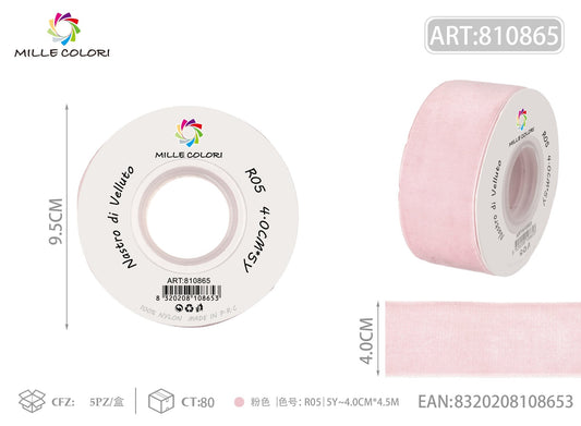 NASTRO IN VELLUTO - ROSA 40MM- WE MAKE DIY - MILLE COLORI