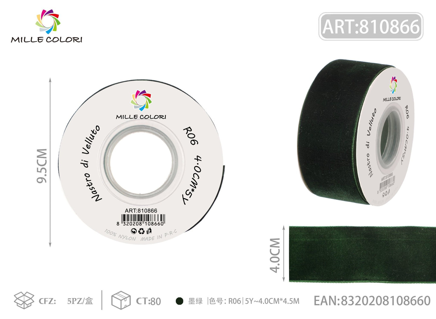 NASTRO IN VELLUTO - VERDE BOTTIGLIA - WE MAKE DIY - MILLE COLORI