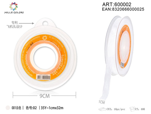 NASTRO ORGANZA - BIANCO 10MM- WE MAKE DIY - MILLE COLORI