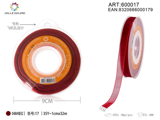 NASTRO ORGANZA - BORGOGNA 10MM- WE MAKE DIY - MILLE COLORI