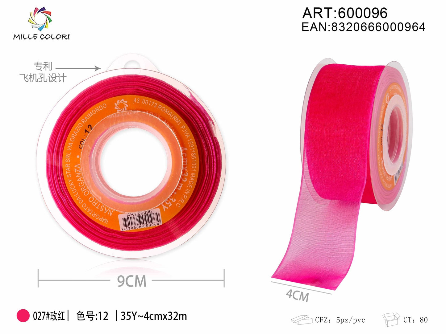 NASTRO ORGANZA - FUCSIA 25MM- WE MAKE DIY - MILLE COLORI