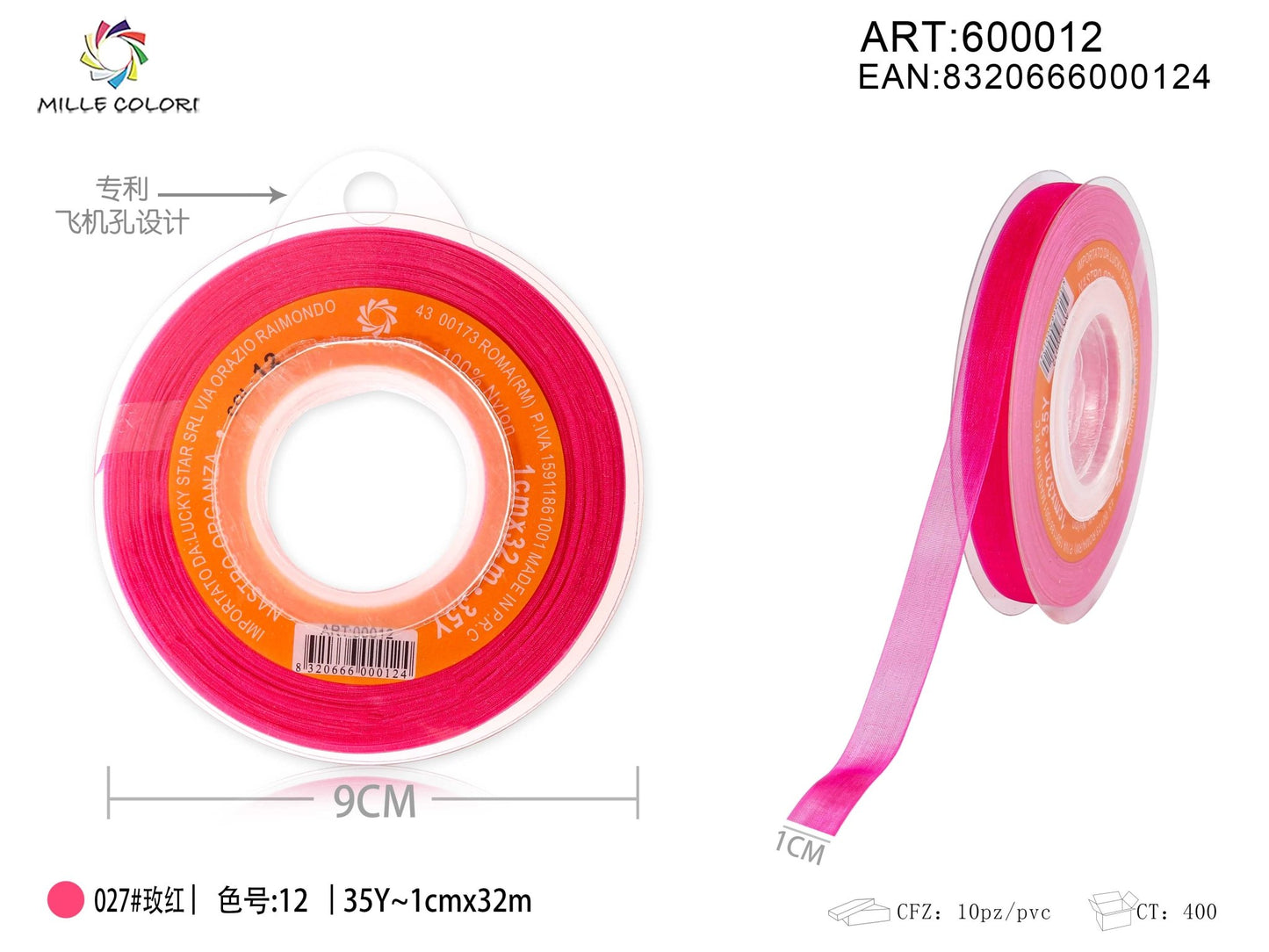 NASTRO ORGANZA - FUCSIA 6MM- WE MAKE DIY - MILLE COLORI