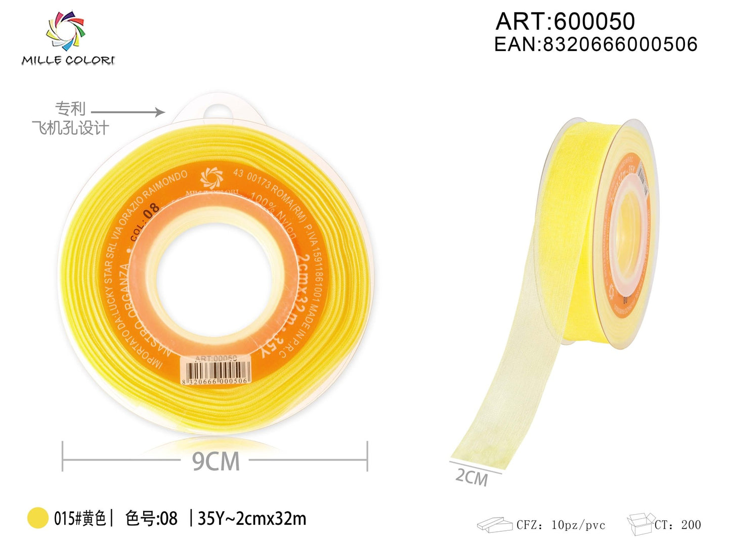 NASTRO ORGANZA - GIALLO 20MM- WE MAKE DIY - MILLE COLORI