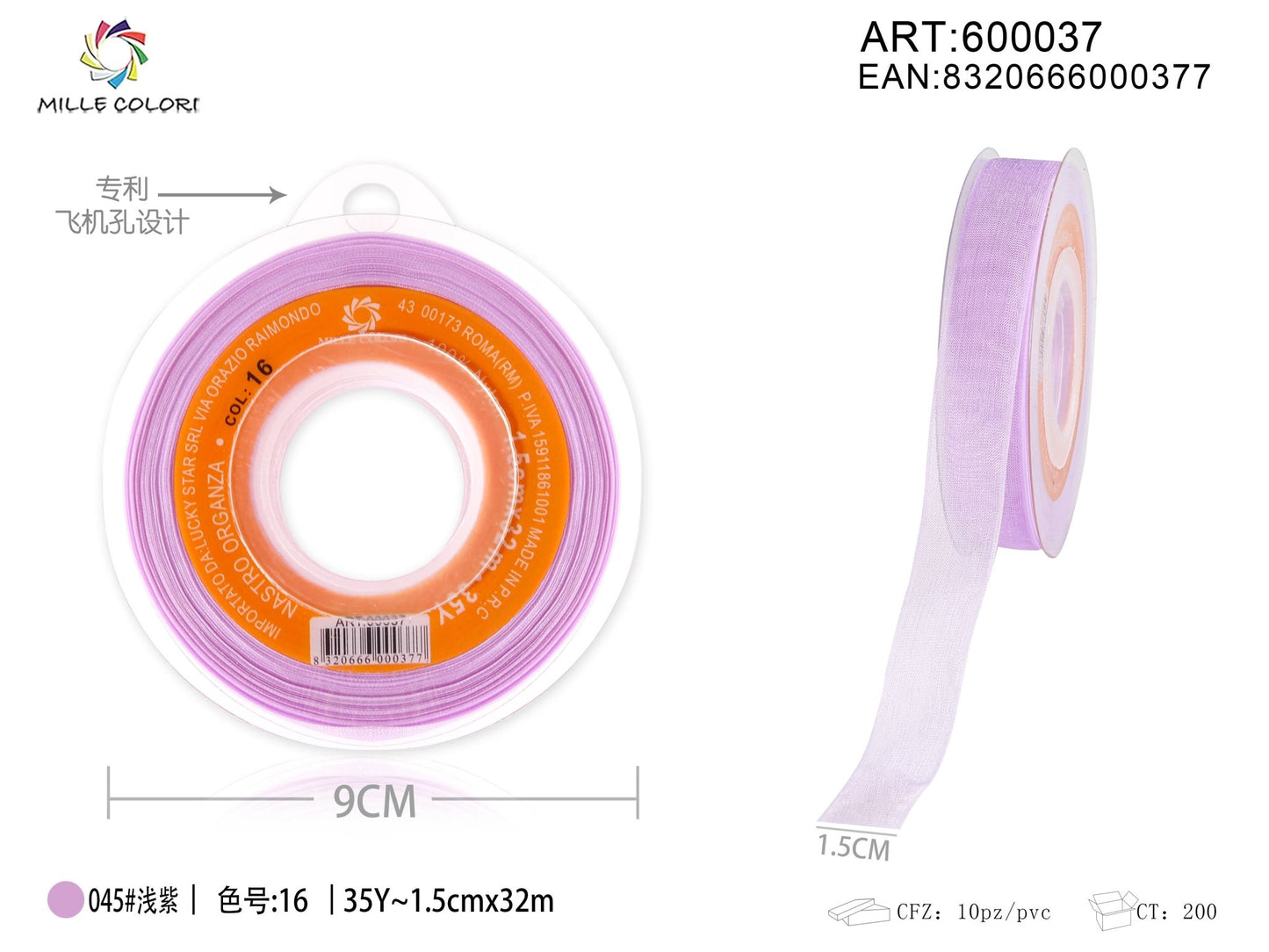 NASTRO ORGANZA 15MM- LILLA - WE MAKE DIY - MILLE COLORI