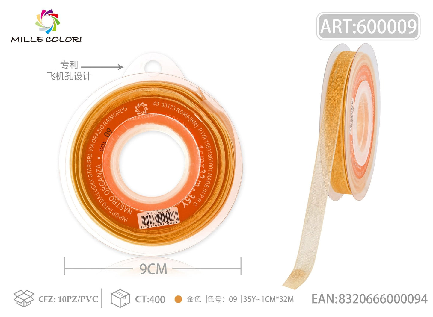NASTRO ORGANZA - ORO 10MM- WE MAKE DIY - MILLE COLORI