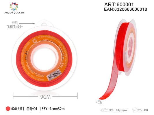 NASTRO ORGANZA - ROSSO VIVO 10MM- WE MAKE DIY - MILLE COLORI