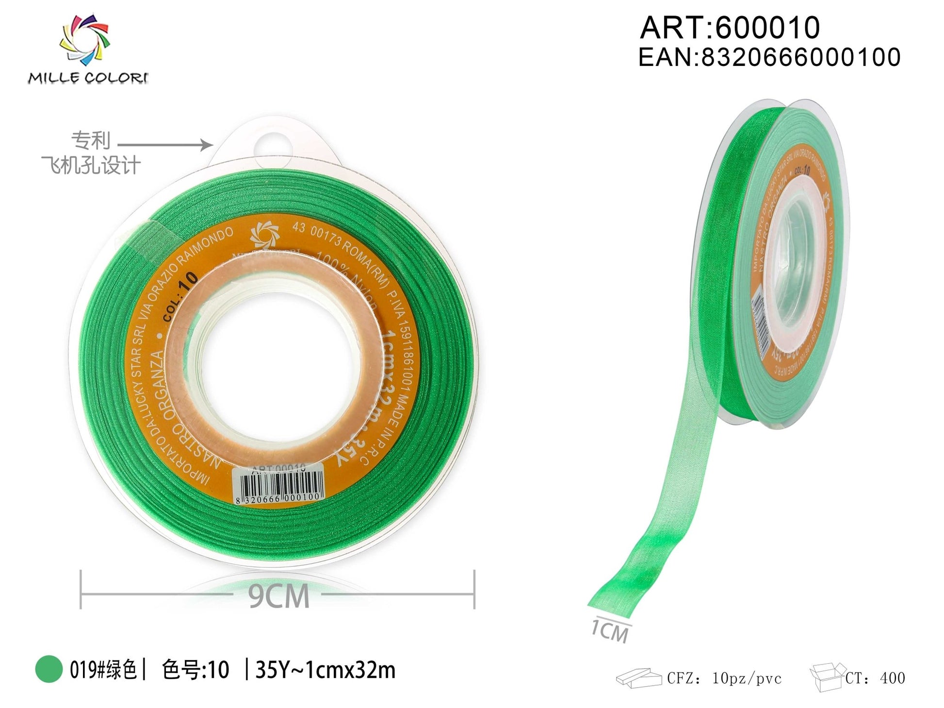 NASTRO ORGANZA - VERDE 10MM- WE MAKE DIY - MILLE COLORI
