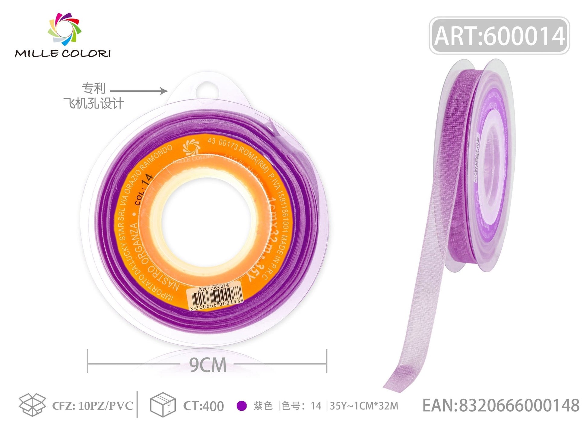 NASTRO ORGANZA - VIOLA 6MM- WE MAKE DIY - MILLE COLORI