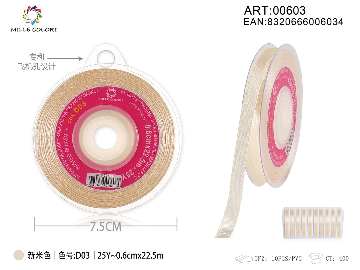 Beige – Nastro di Raso – Colori e Misure – Immagine 3 di 5