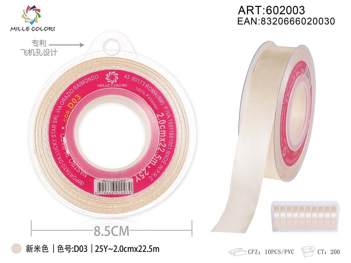 Beige – Nastro di Raso – Colori e Misure – Immagine 5 di 5