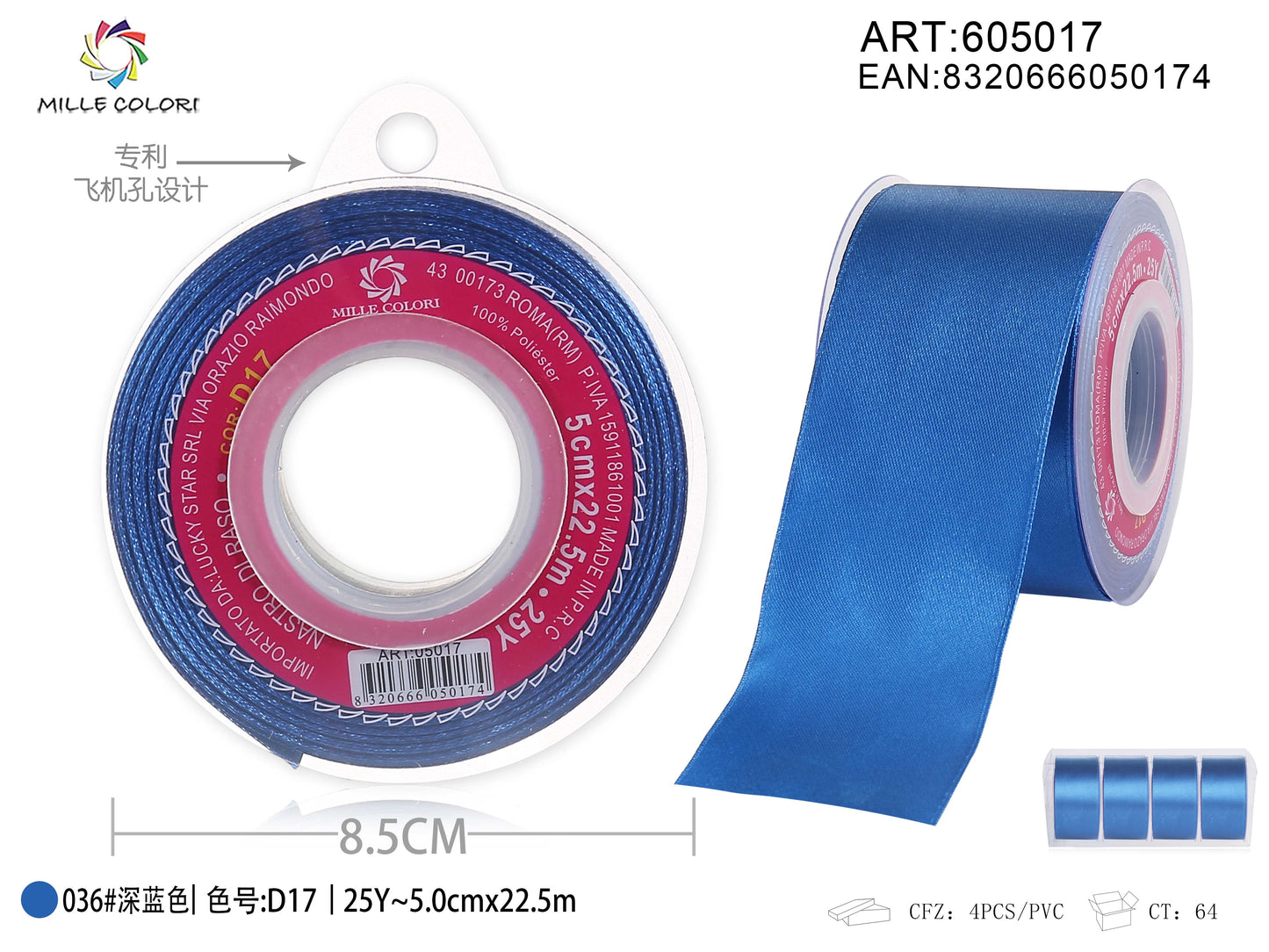 nastro di raso blu 5.0cm mille colori