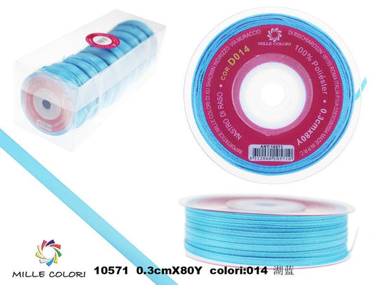 nastro di raso blu lago 0.3cm mille colori 