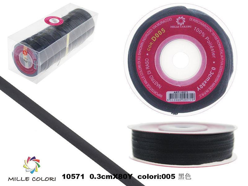 nastro di raso nero 0.3cm mille colori